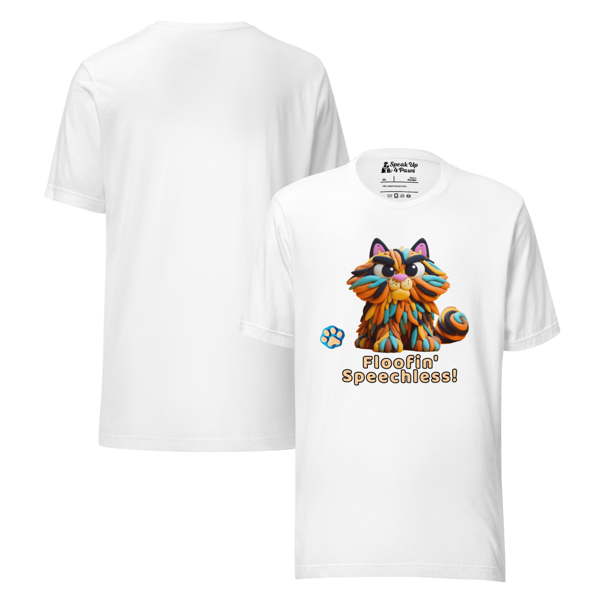 Sir Floofalot - Everyday Plus Tee - "Floofin' Speechless" | COLORS: Athletic Heather, Red, White - Unisex Staple Tee - Speak Up 4 Paws