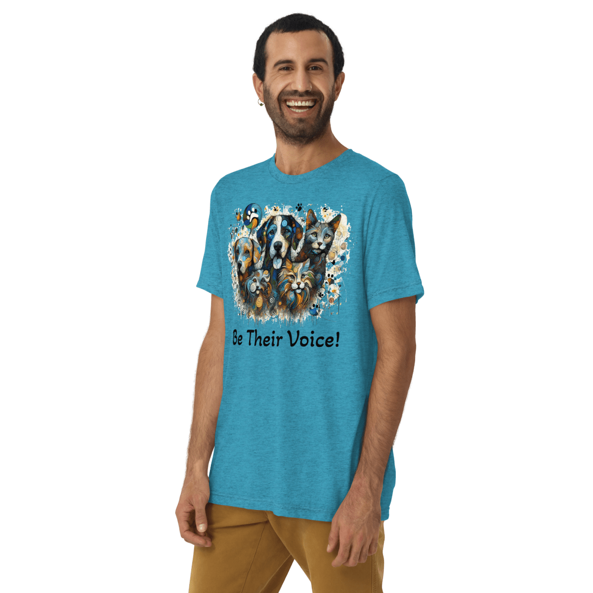 Be Their Voice - Men's Tri - Blend Comfort Tee - Unisex Tri - Blend - Speak Up 4 Paws