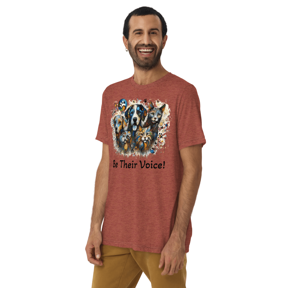 Be Their Voice - Men's Tri - Blend Comfort Tee - Unisex Tri - Blend - Speak Up 4 Paws