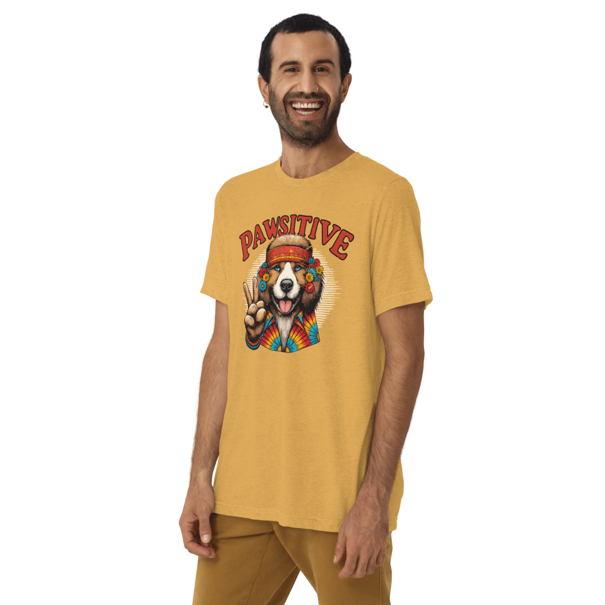 Groovy Canine Vibes - Men's Tri - Blend Comfort Tee - Unisex Tri - Blend - Speak Up 4 Paws