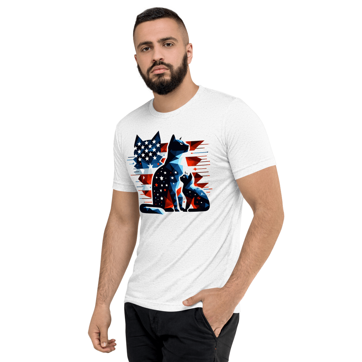 Stars and Stripes Companions - Men's Tri - Blend Comfort Tee - Unisex Tri - Blend - Speak Up 4 Paws