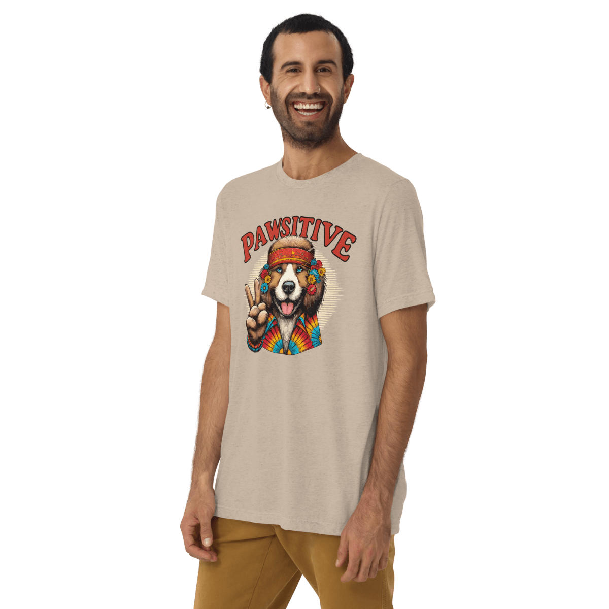 Groovy Canine Vibes - Men's Tri - Blend Comfort Tee - Unisex Tri - Blend - Speak Up 4 Paws
