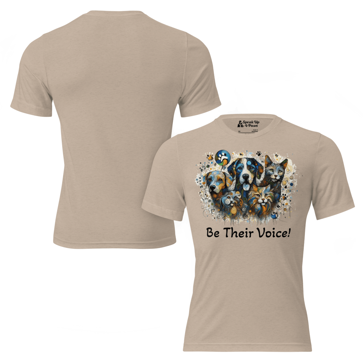 Be Their Voice - Men's Tri - Blend Comfort Tee - Unisex Tri - Blend - Speak Up 4 Paws