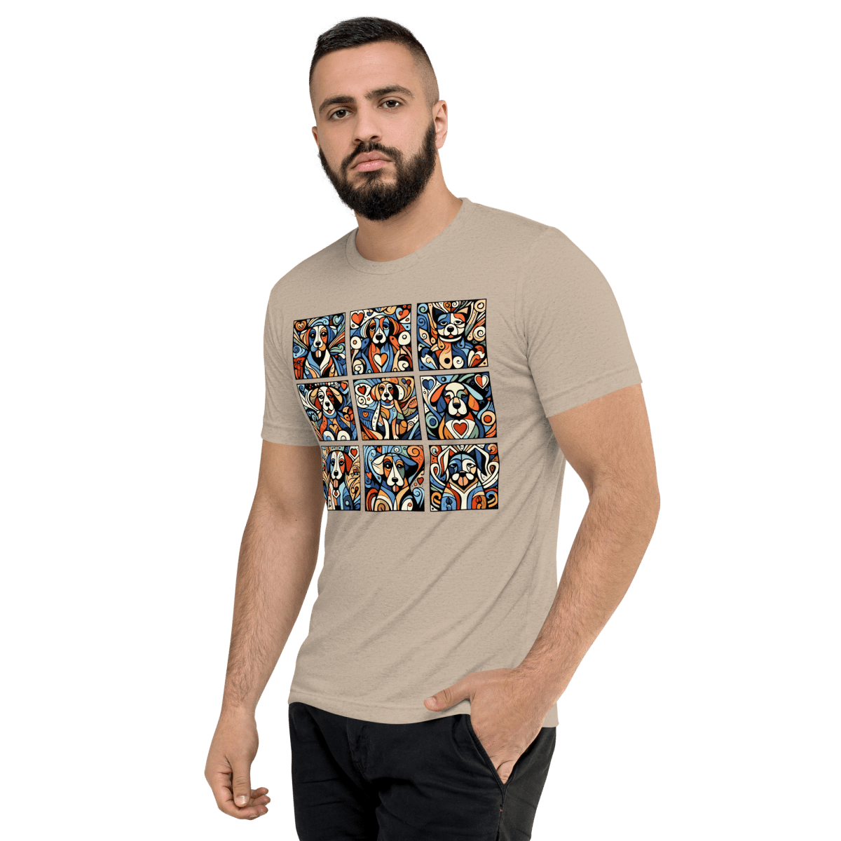 Artful Canines - Men's Tri - Blend Comfort Tee - Unisex Tri - Blend - Speak Up 4 Paws