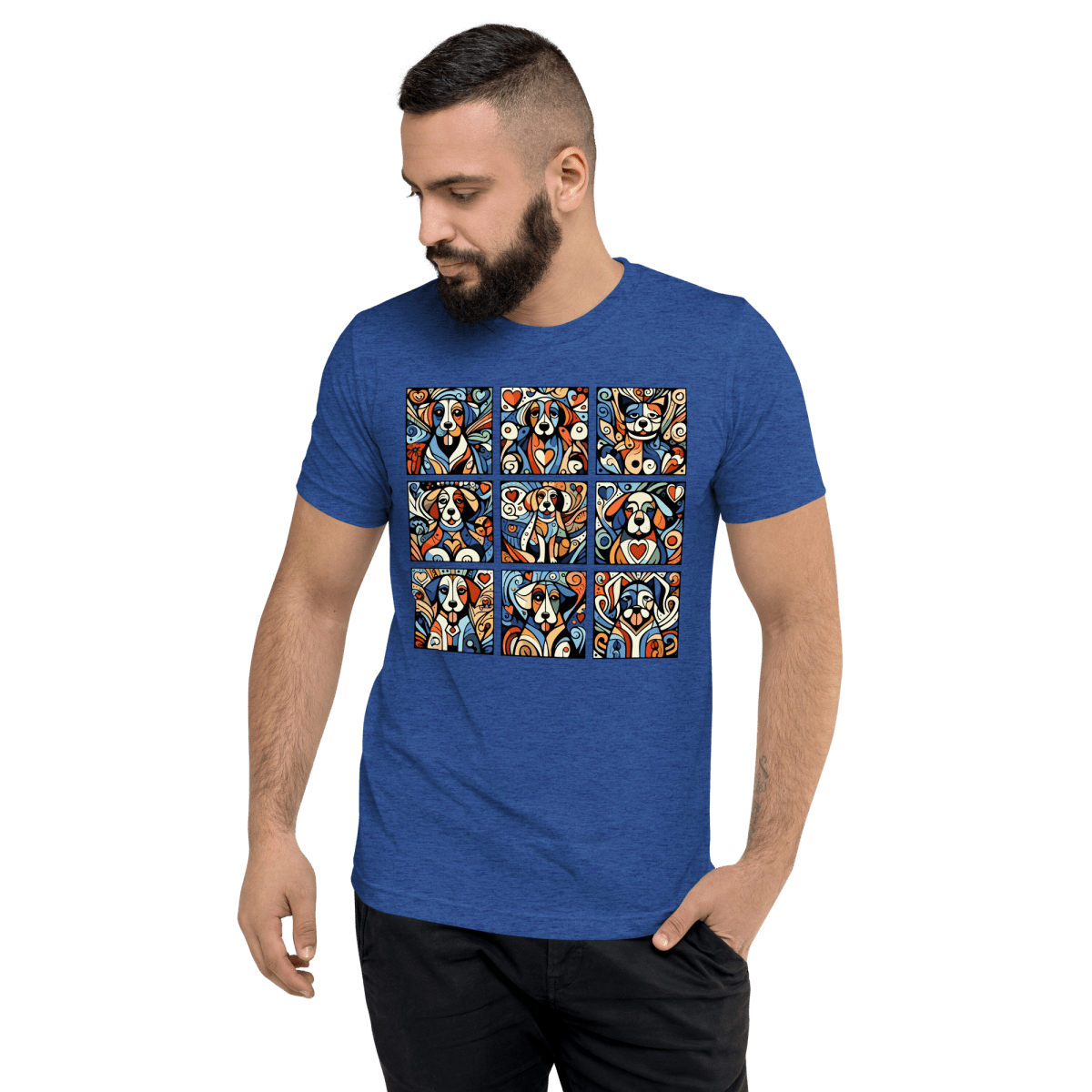 Artful Canines - Men's Tri - Blend Comfort Tee - Unisex Tri - Blend - Speak Up 4 Paws