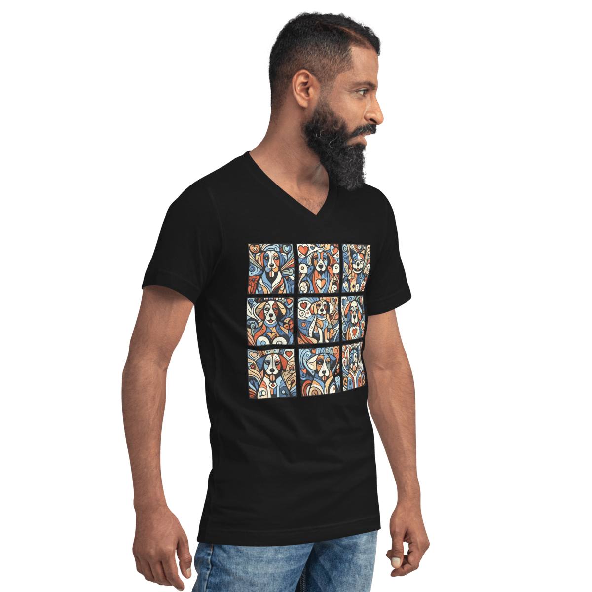 Artful Canines - Men's V - Neck Tee - V - Neck - Speak Up 4 Paws