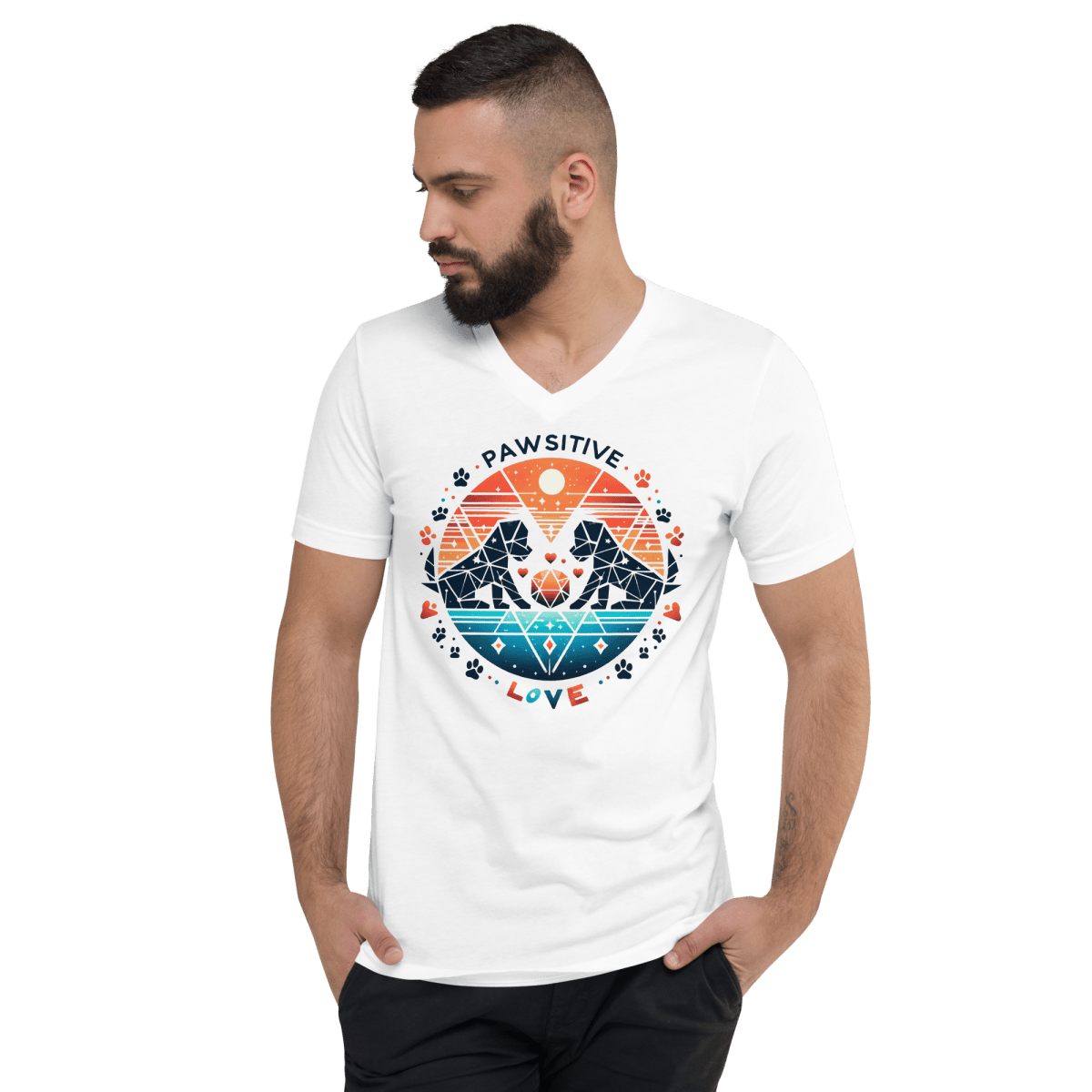 Geometric Puppy Play - Men's V - Neck Tee - V - Neck - Speak Up 4 Paws