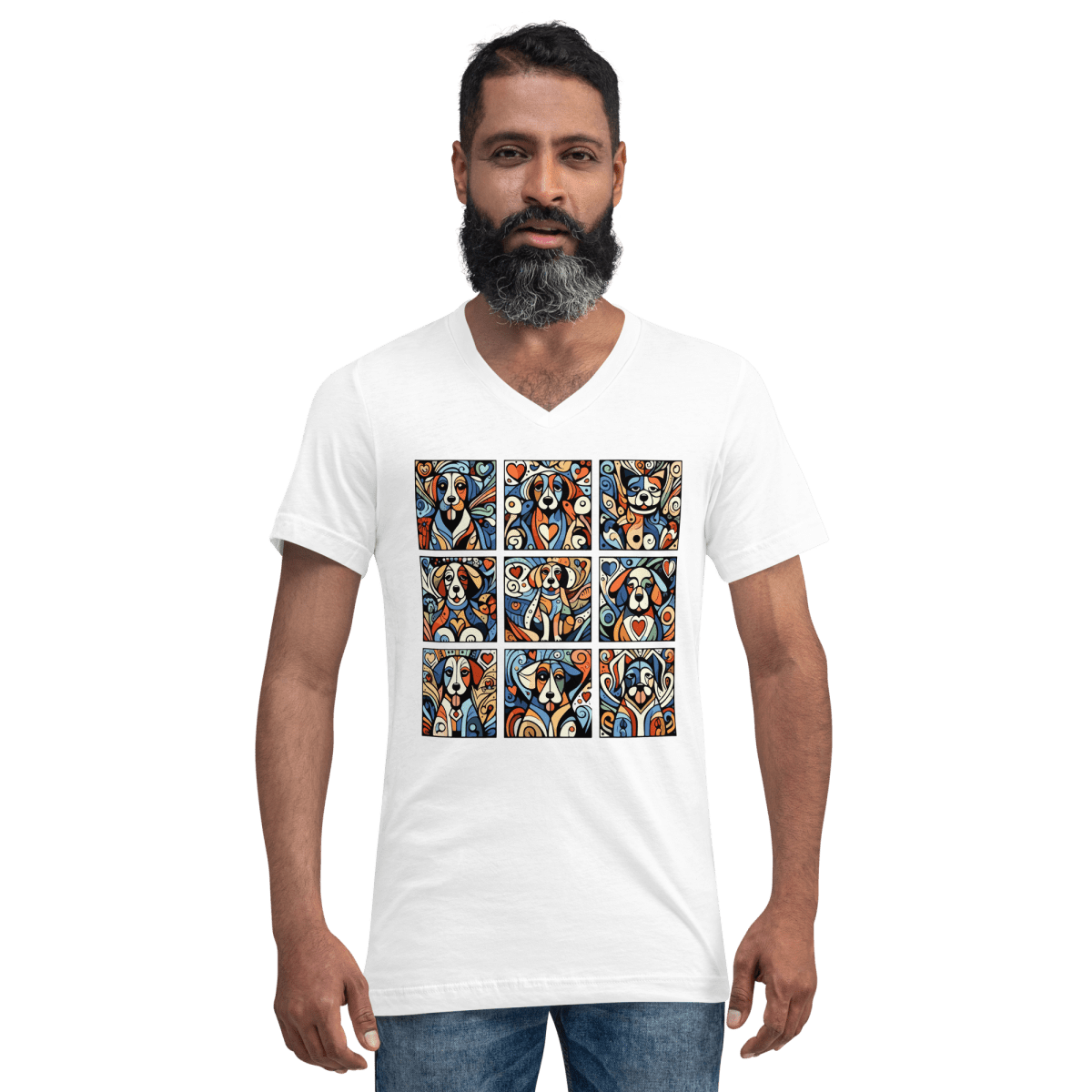 Artful Canines - Men's V - Neck Tee - V - Neck - Speak Up 4 Paws