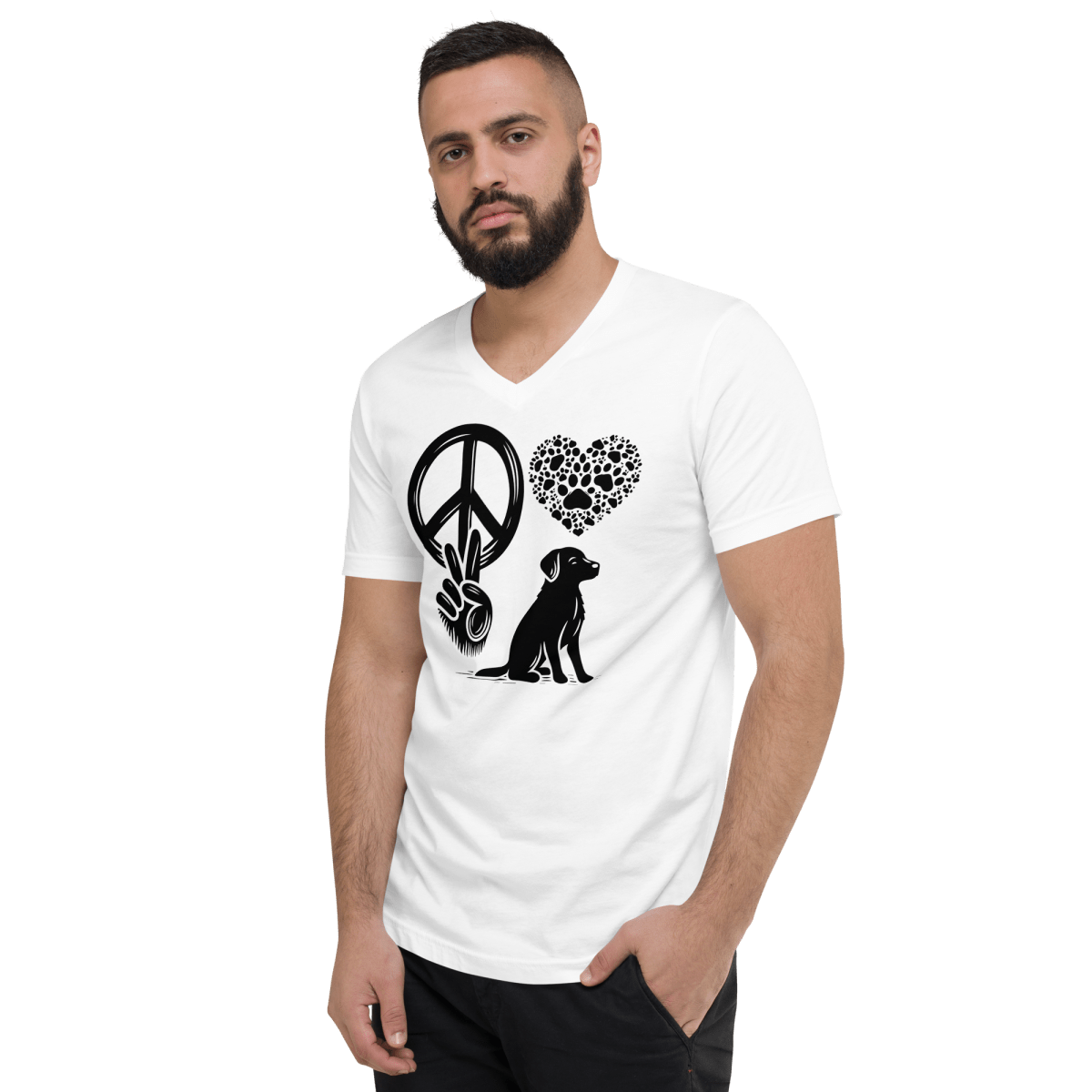 Peaceful Paws - Men's V - Neck Tee - V - Neck - Speak Up 4 Paws