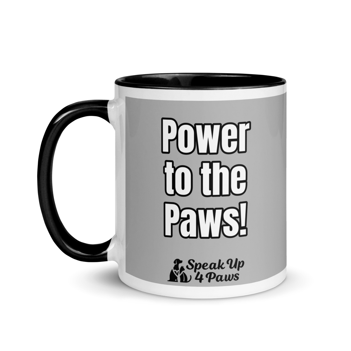 Bark Nirvana - "Power to the Paws" - Vivid Mug (Color: Silver | Black) - Coffee Mug - Inside Color - Speak Up 4 Paws
