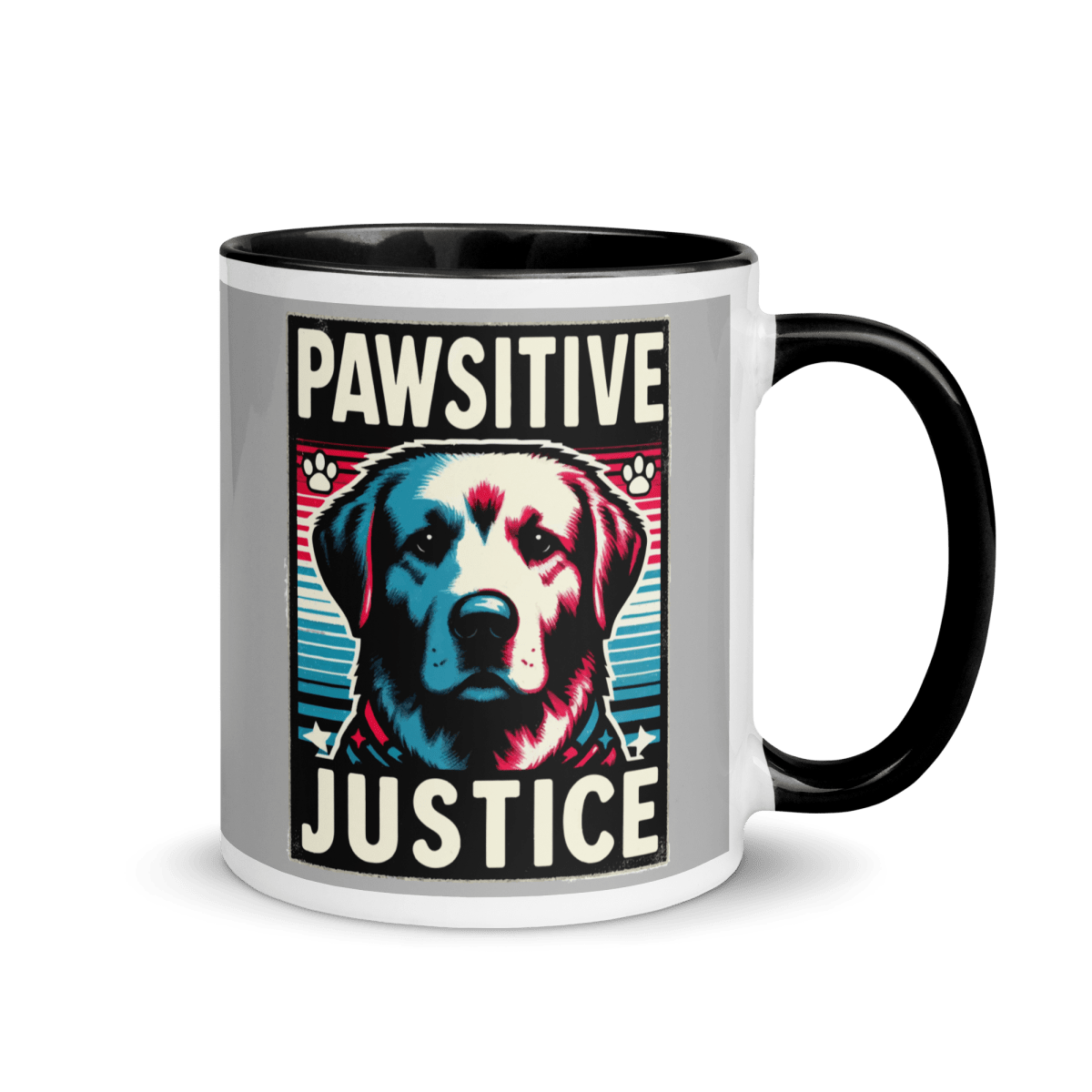 Bark Nirvana - "Power to the Paws" - Vivid Mug (Color: Silver | Black) - Coffee Mug - Inside Color - Speak Up 4 Paws