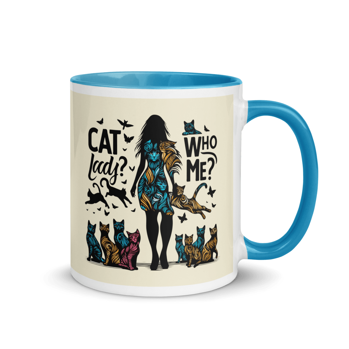 Feline Reverie - "Living the Purr - fect Dream!" - Vivid Mug (Color: Apricot White | Blue) - Coffee Mug - Inside Color - Speak Up 4 Paws