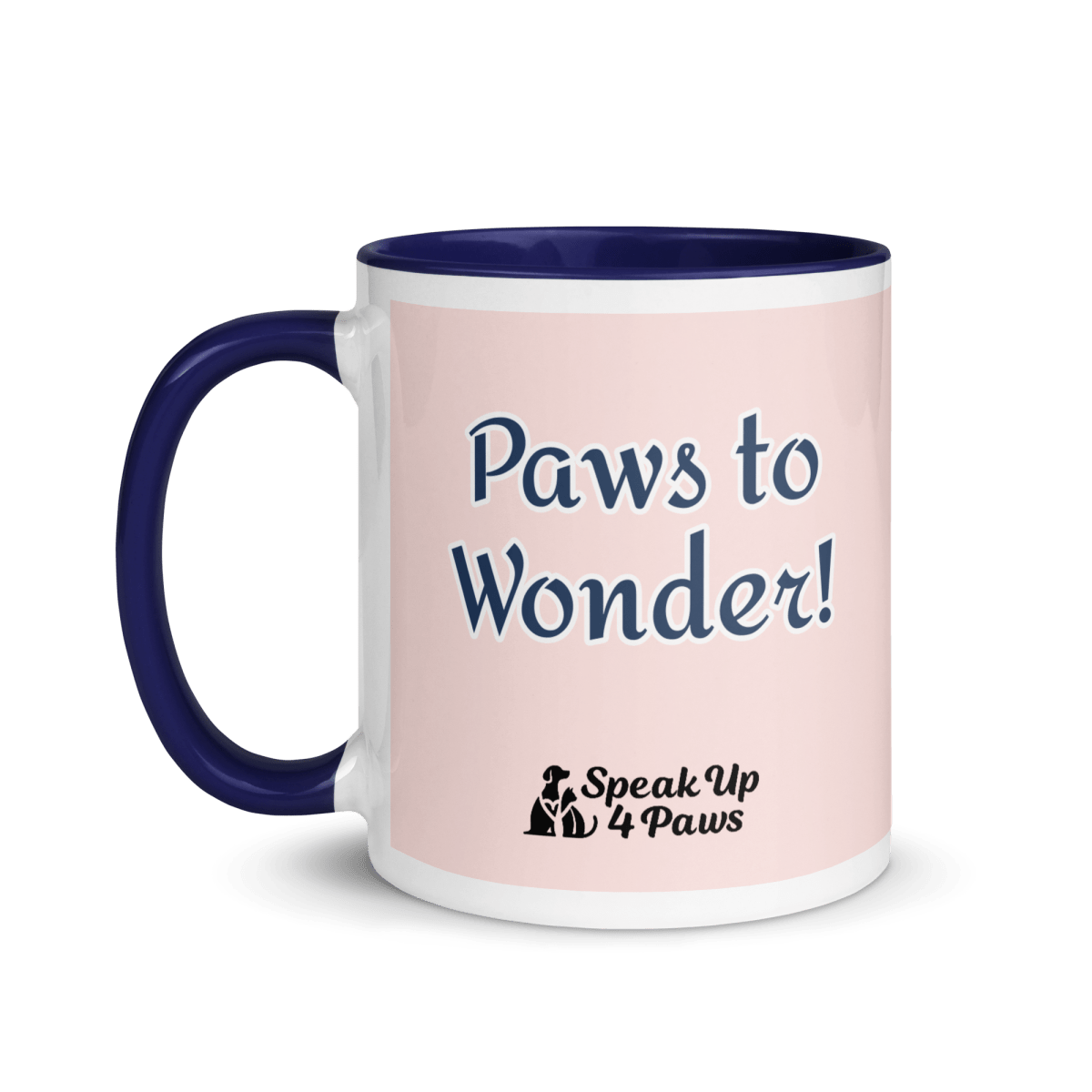 Guiding Stars ' "Paws to Wonder!" - Vivid Mug (Color: Misty Rose | Dark Blue) - Coffee Mug - Inside Color - Speak Up 4 Paws