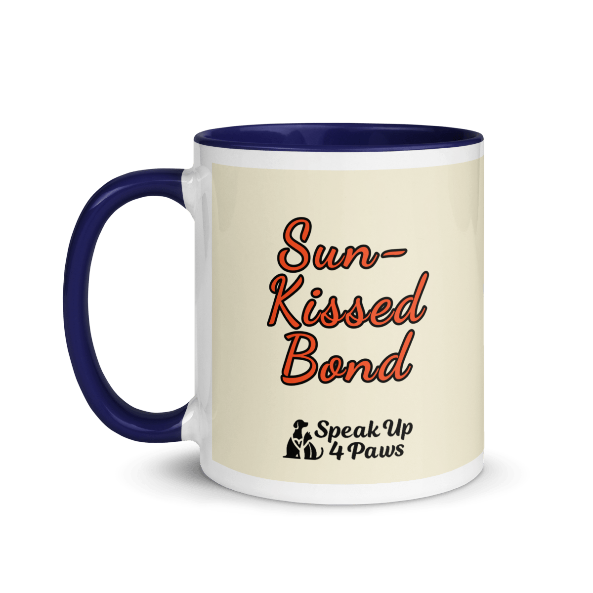 Sun - Kissed Bond - "Sun - Kissed Bond" - Vivid Mug (Color: Apricot White | Dark Blue) - Coffee Mug - Inside Color - Speak Up 4 Paws