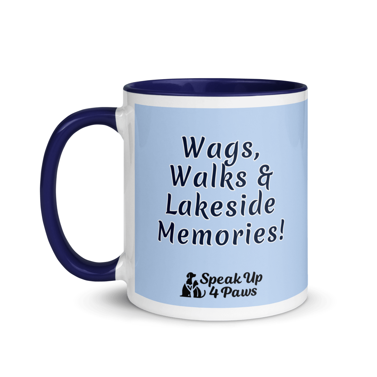 Lakeside Moments ' "Wags, Walks & Lakeside Memories!" - Vivid Mug (Color: Hawkes Blue | Dark Blue) - Coffee Mug - Inside Color - Speak Up 4 Paws