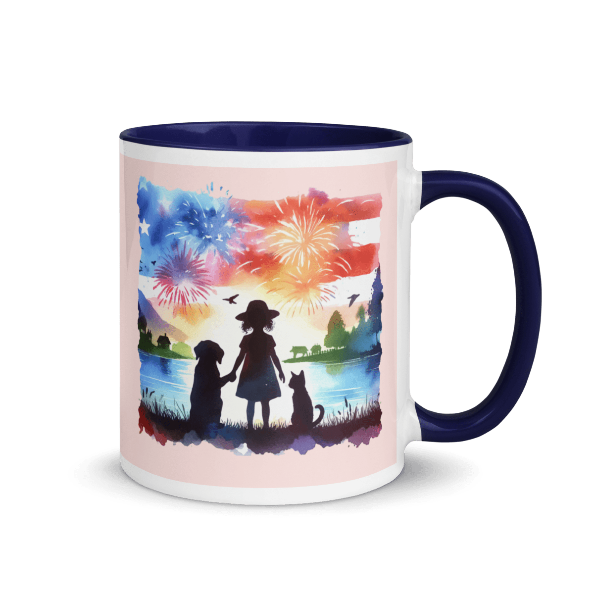 Guiding Stars ' "Paws to Wonder!" - Vivid Mug (Color: Misty Rose | Dark Blue) - Coffee Mug - Inside Color - Speak Up 4 Paws