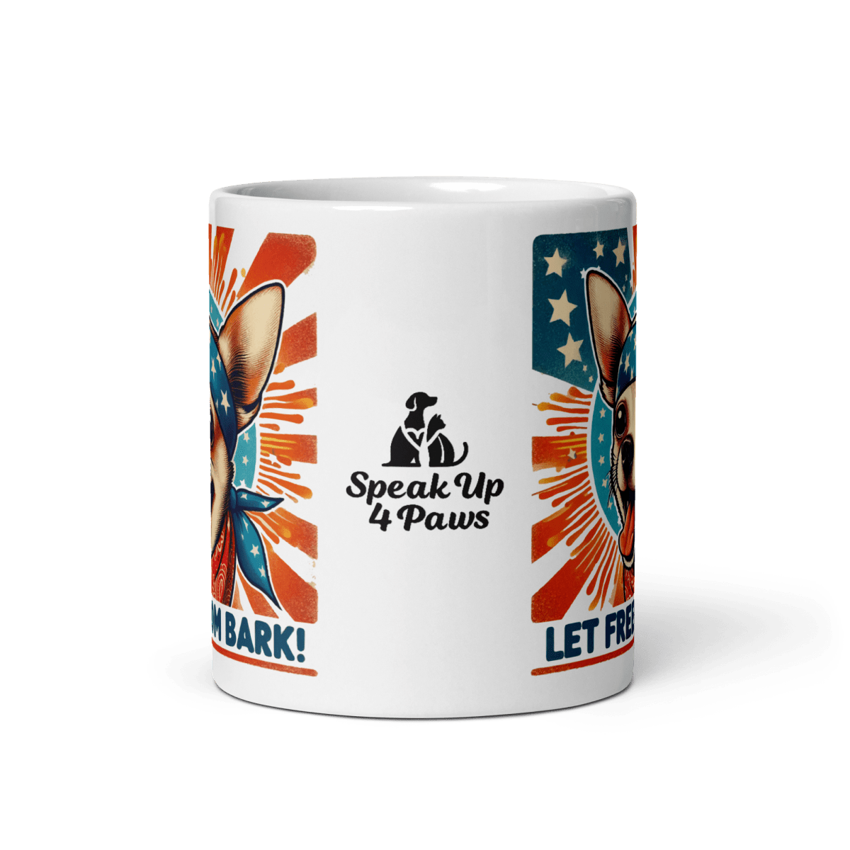 Bark of Freedom Trio - Chihuahua - Artful Paws Mug 11 oz. - Coffee Mug - Speak Up 4 Paws