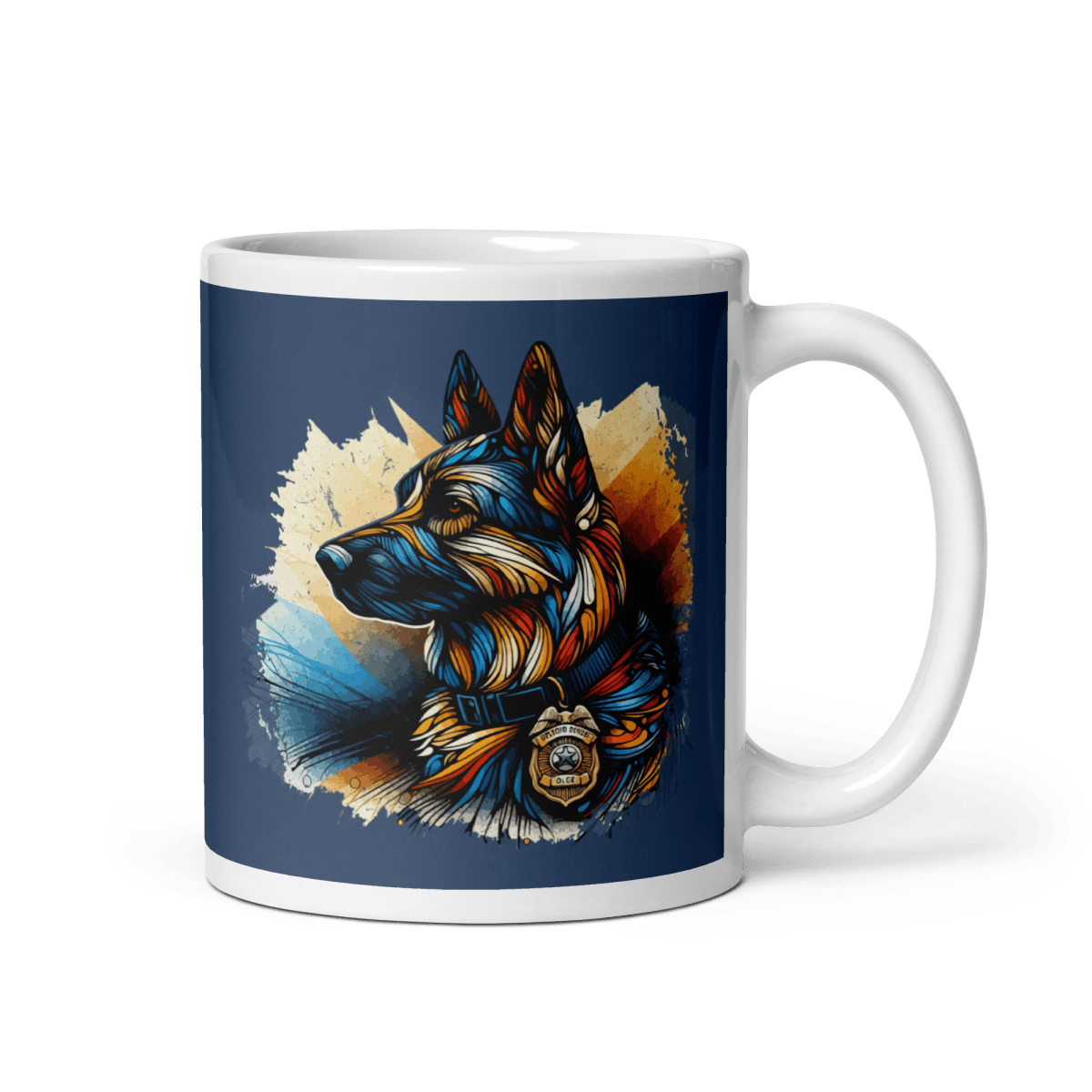 Chromatic Guardian - "Loyal. Courageous. Police K9" - Signature Mug (Color: Cello) - Coffee Mug - Speak Up 4 Paws