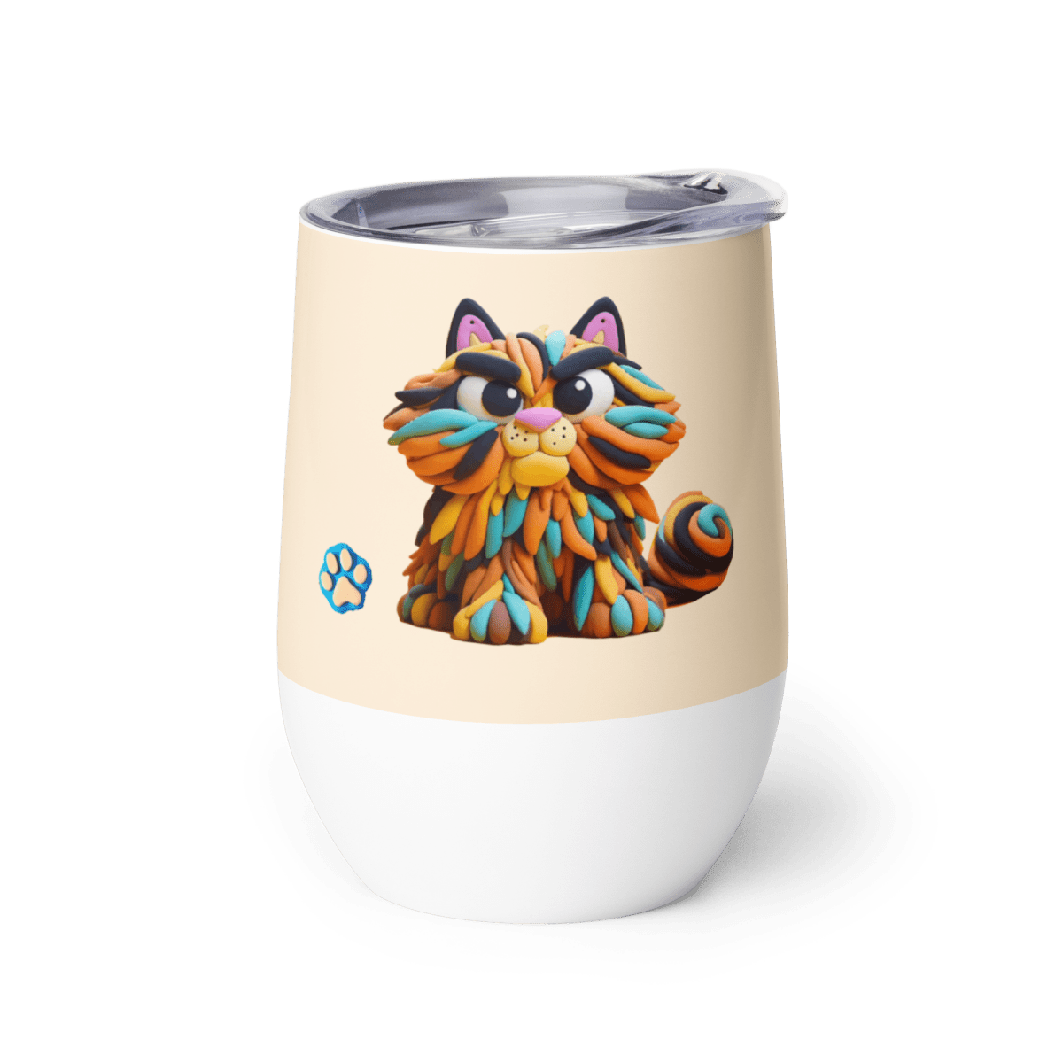 Sir Floofalot - "Age brings great wisdom ... and more WINE!" - Pawfect Vino Tumbler (Color: Papaya Whip) - Speak Up 4 Paws