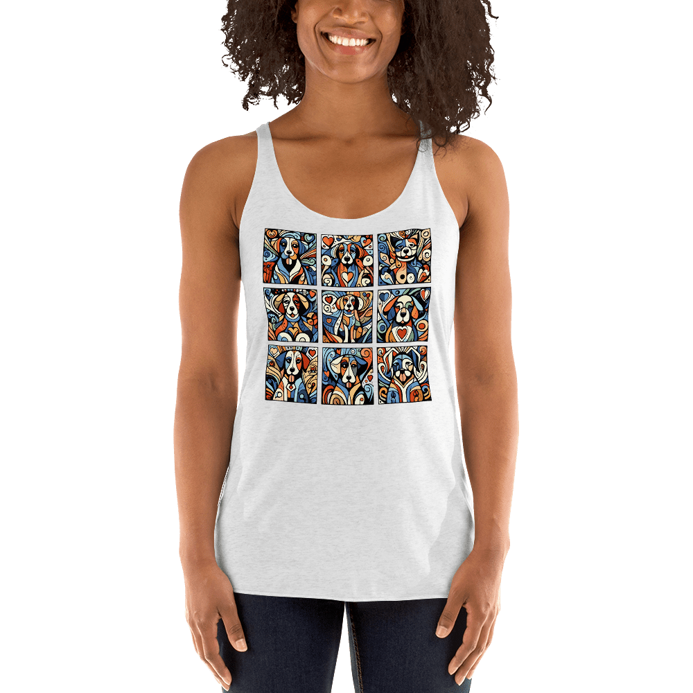 Artful Canines - Women’s Racerback Tank Top - Womans Racerback Tank - Speak Up 4 Paws