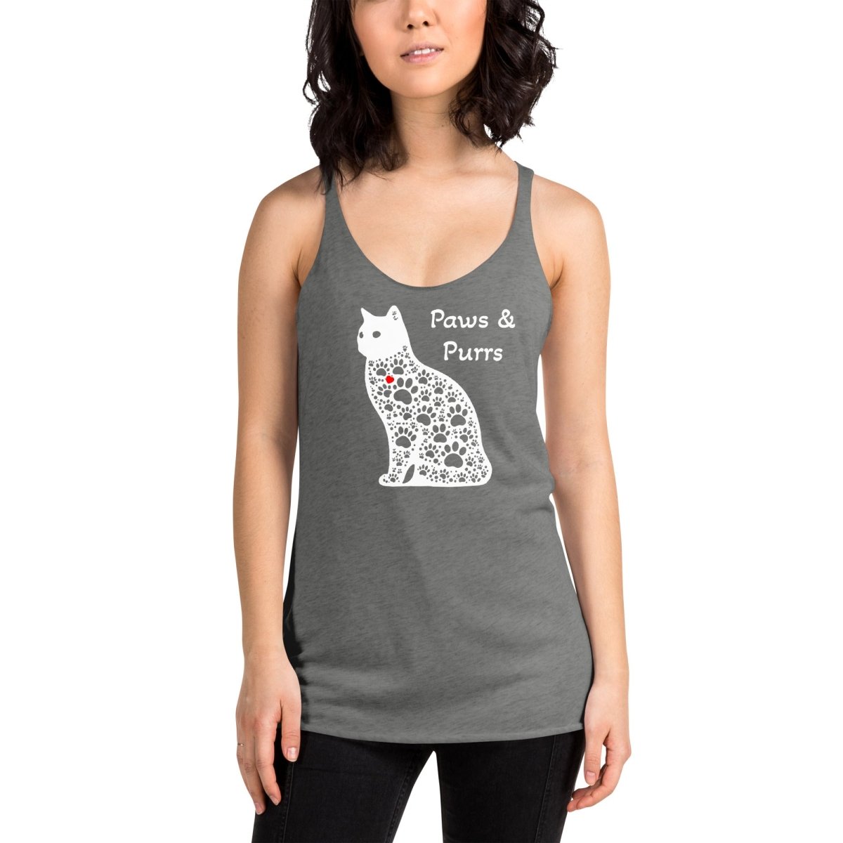 Paws and Purrs - Women’s Racerback Tank Top - Womans Racerback Tank - Speak Up 4 Paws