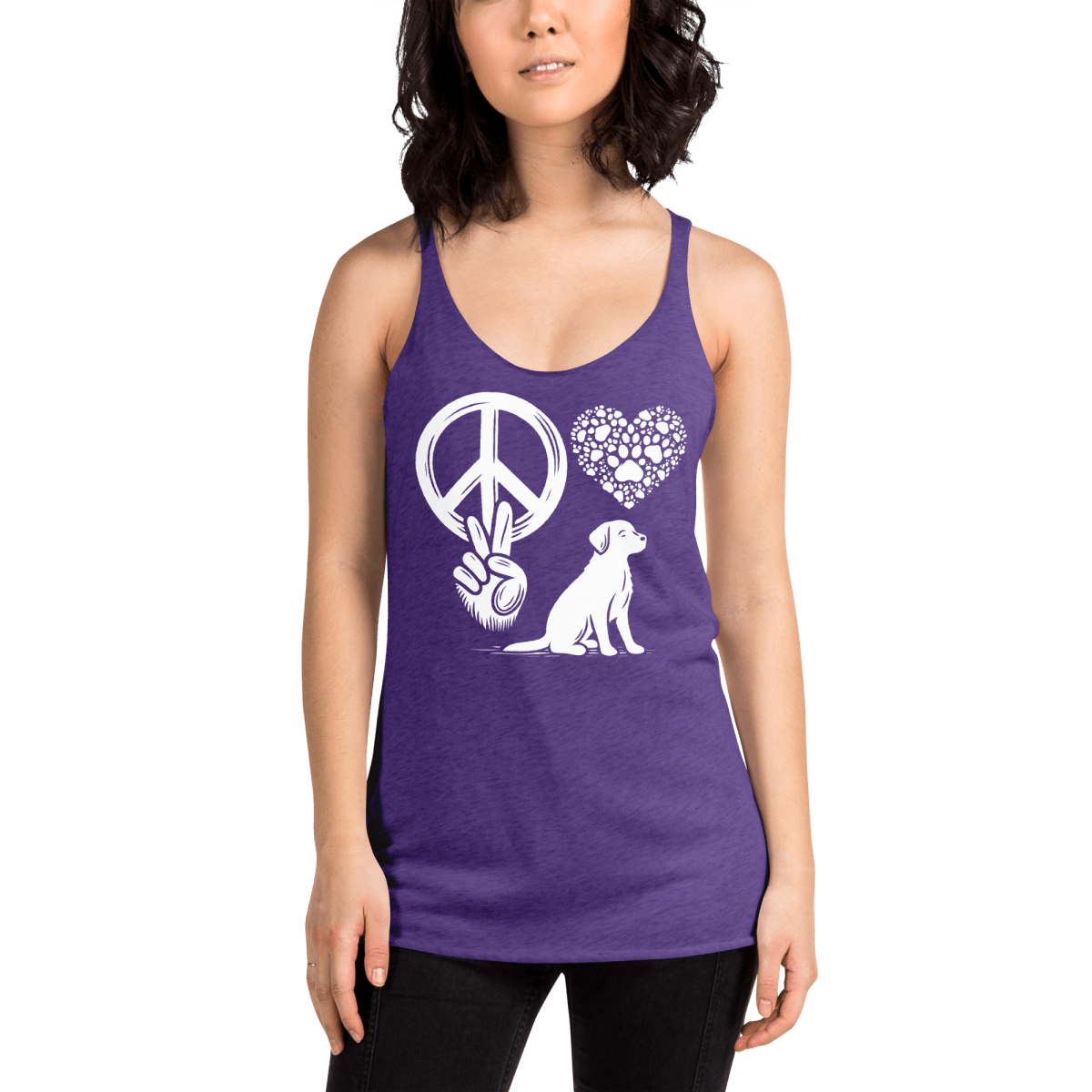 Peaceful Paws - Women's Racerback Tank Top - Womans Racerback Tank - Speak Up 4 Paws