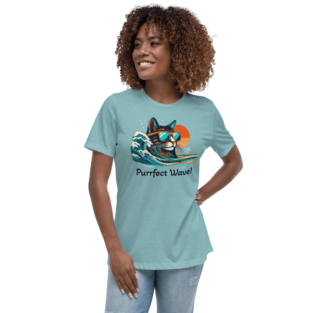 Surf’s Up - Purrfection - Women’s Relaxed Tee - Womens Relaxed Tee - Speak Up 4 Paws