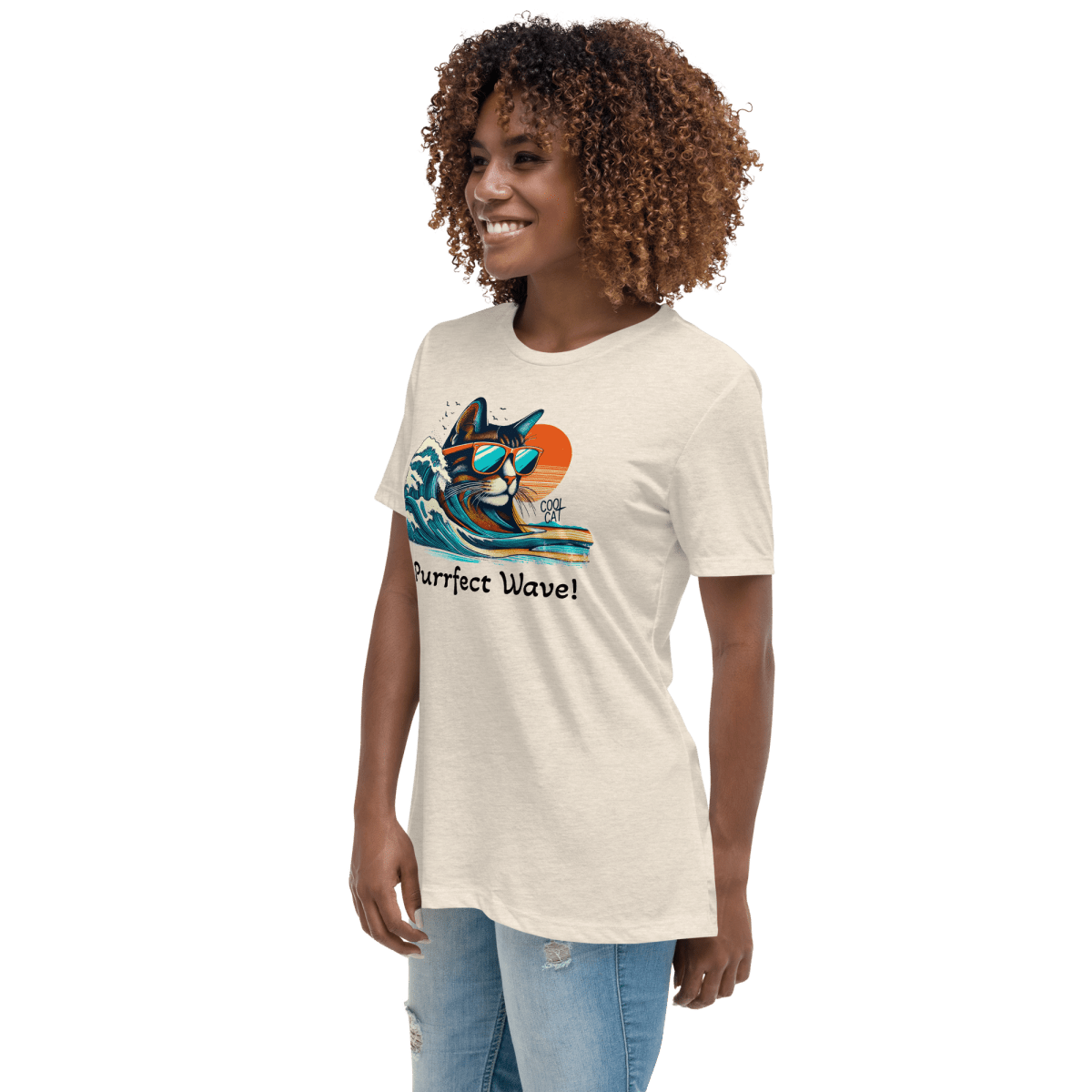 Surf’s Up - Purrfection - Women’s Relaxed Tee - Womens Relaxed Tee - Speak Up 4 Paws