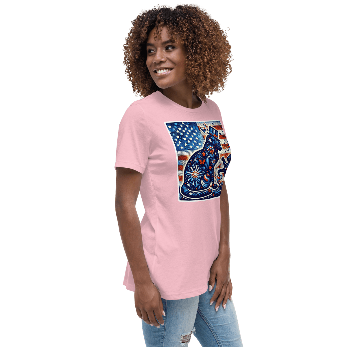 Feline Fireworks Fiesta - Women’s Relaxed Tee - Womens Relaxed Tee - Speak Up 4 Paws