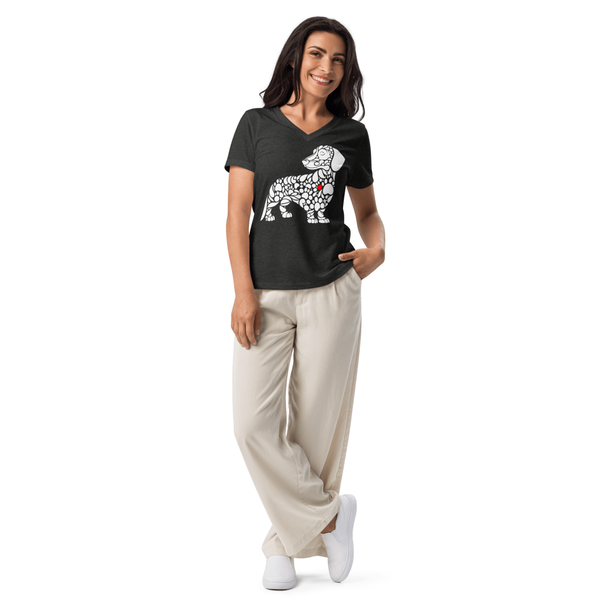 Pawfect Doxie - Women’s Relaxed V - Neck Tee - Womens Relaxed V - Neck Tee - Speak Up 4 Paws