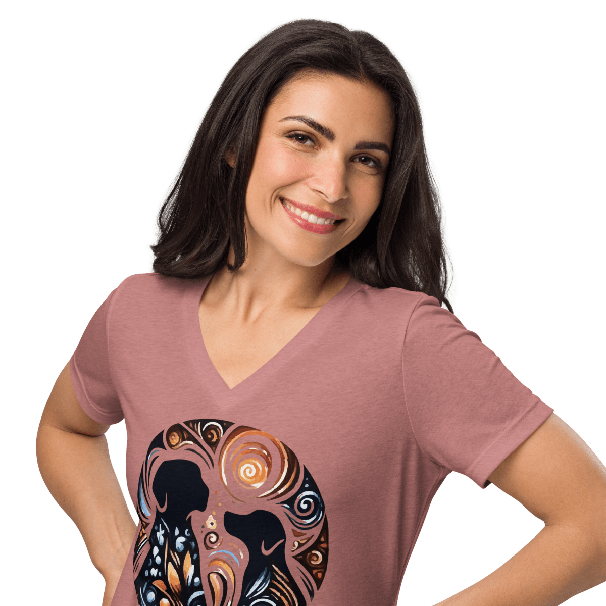 Swirl of Pawsitivity - Women’s Relaxed V - Neck Tee - Womens Relaxed V - Neck Tee - Speak Up 4 Paws