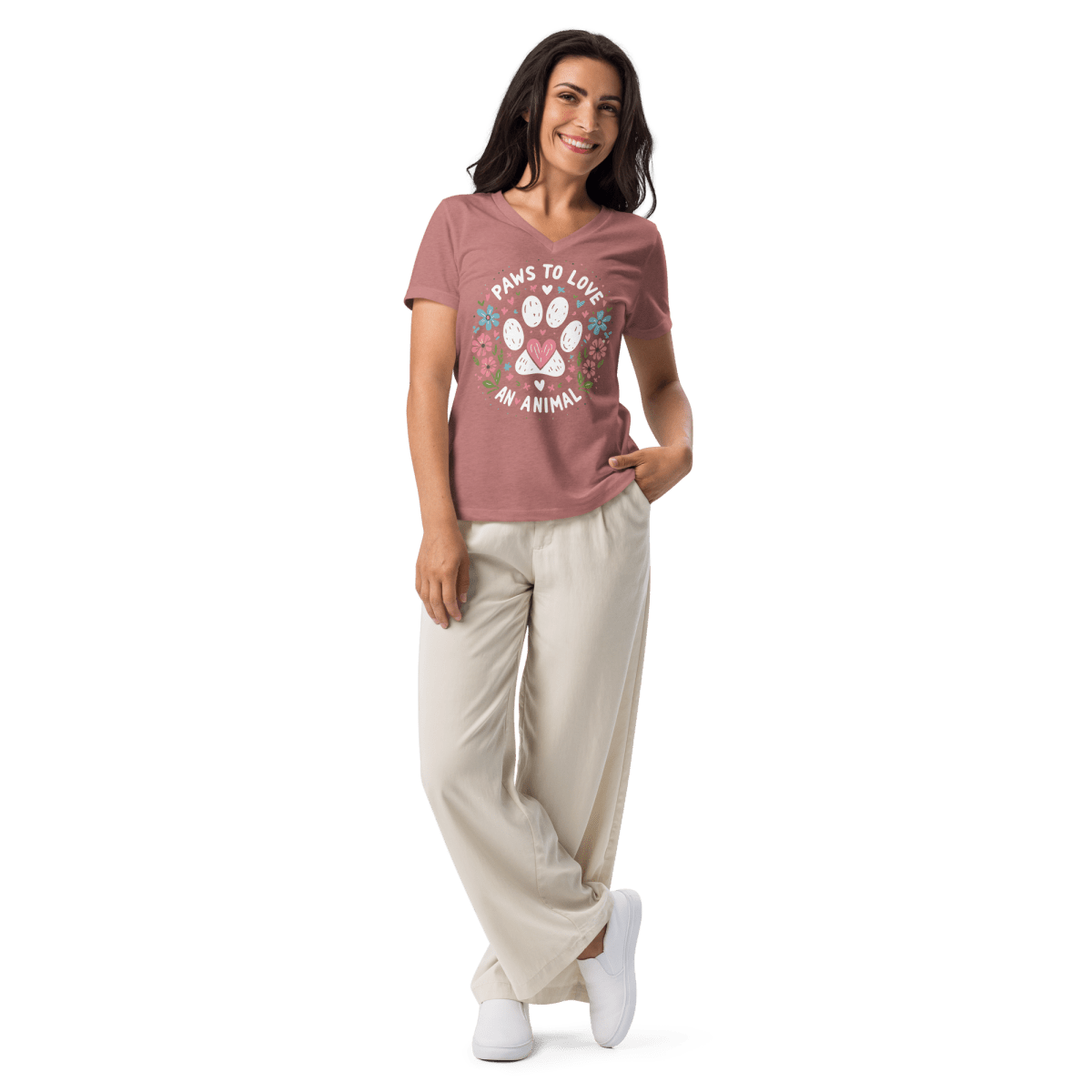 Circle of Pawsitivity - Women’s Relaxed V - Neck Tee - Speak Up 4 Paws