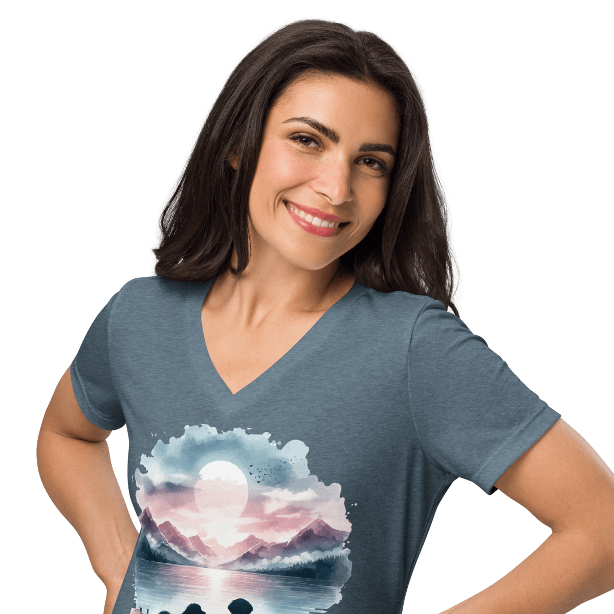 Sunset Buddies - Women’s Relaxed V - Neck Tee - Womens Relaxed V - Neck Tee - Speak Up 4 Paws