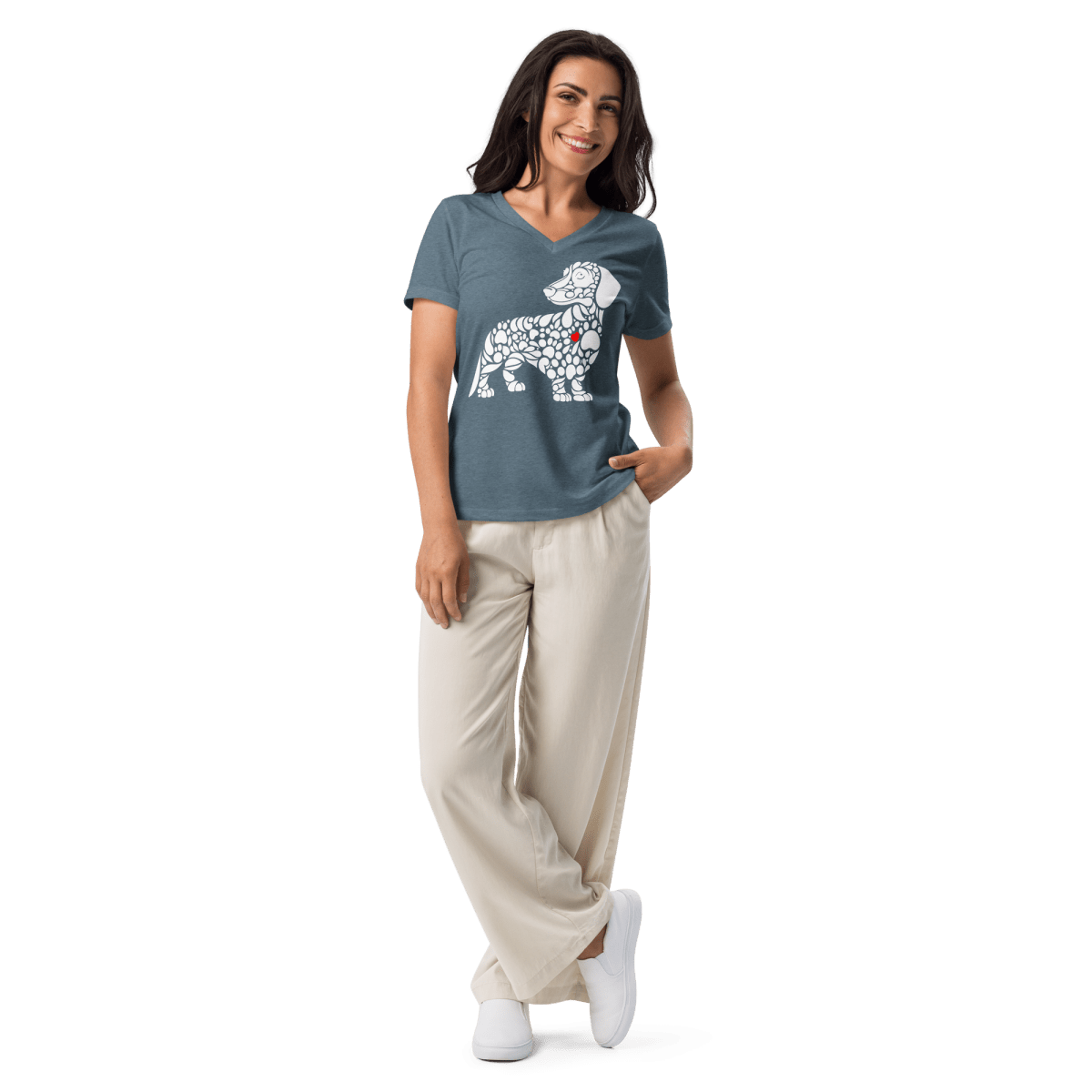Pawfect Doxie - Women’s Relaxed V - Neck Tee - Womens Relaxed V - Neck Tee - Speak Up 4 Paws