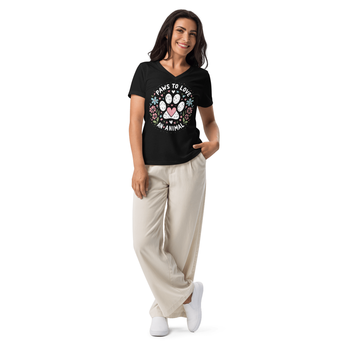 Circle of Pawsitivity - Women’s Relaxed V - Neck Tee - Speak Up 4 Paws