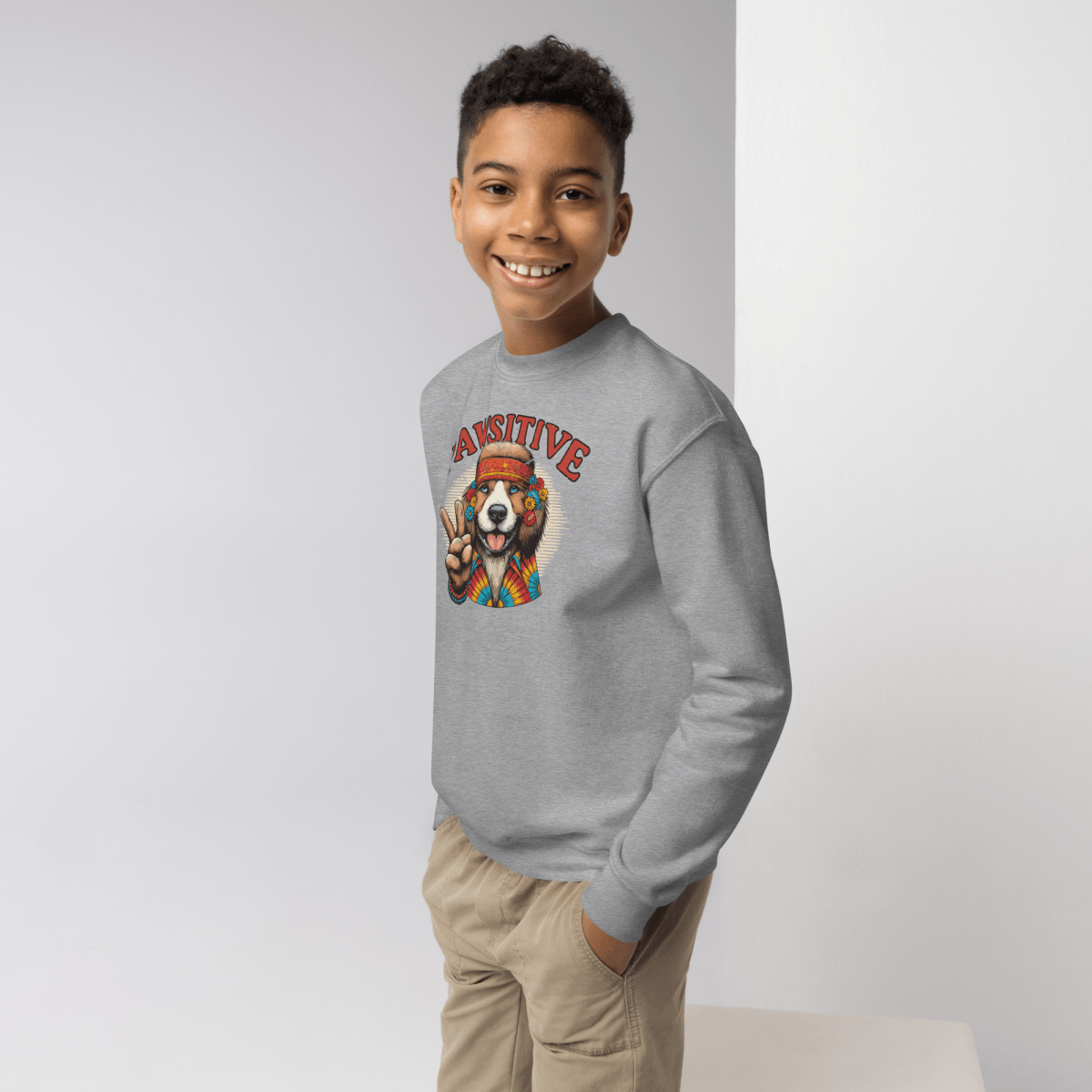 Groovy Canine Vibes - Youth Sweatshirt - Youth Sweatshirt - Speak Up 4 Paws