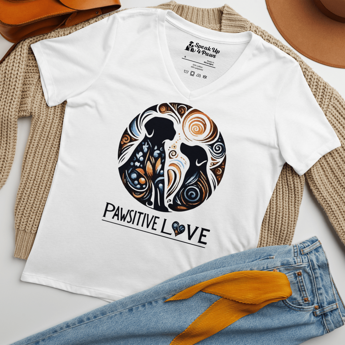 Women's Relaxed V-Neck Tee - Speak Up 4 Paws