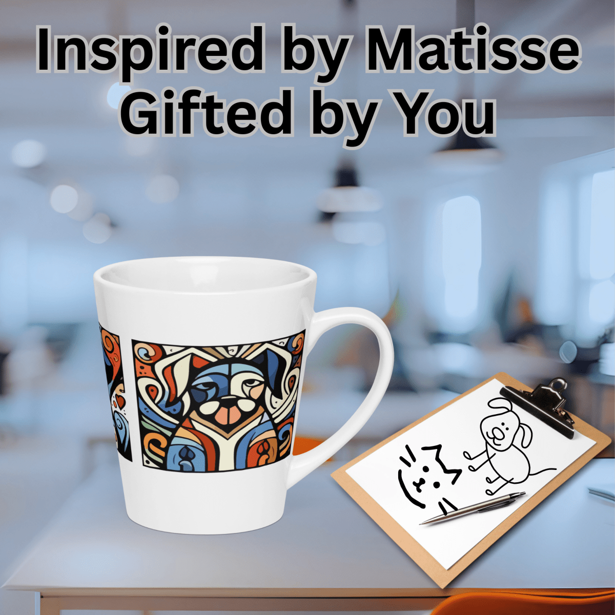 Artful Trio - Latte Mug (Artful Canines) - Latte Mug - Speak Up 4 Paws