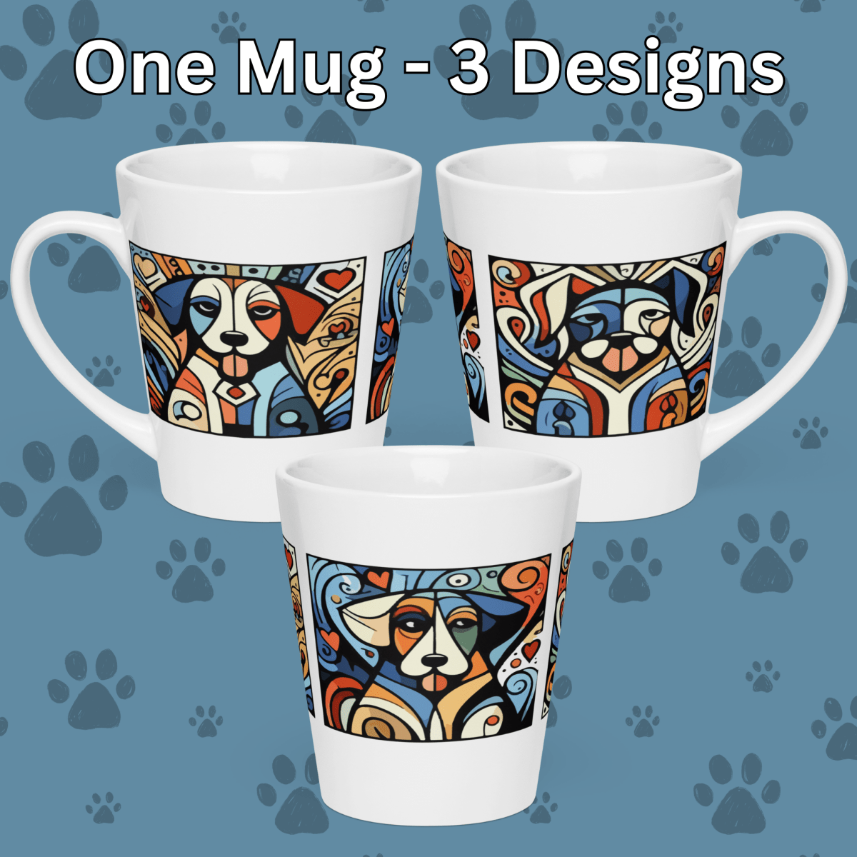 Artful Trio - Latte Mug (Artful Canines) - Latte Mug - Speak Up 4 Paws