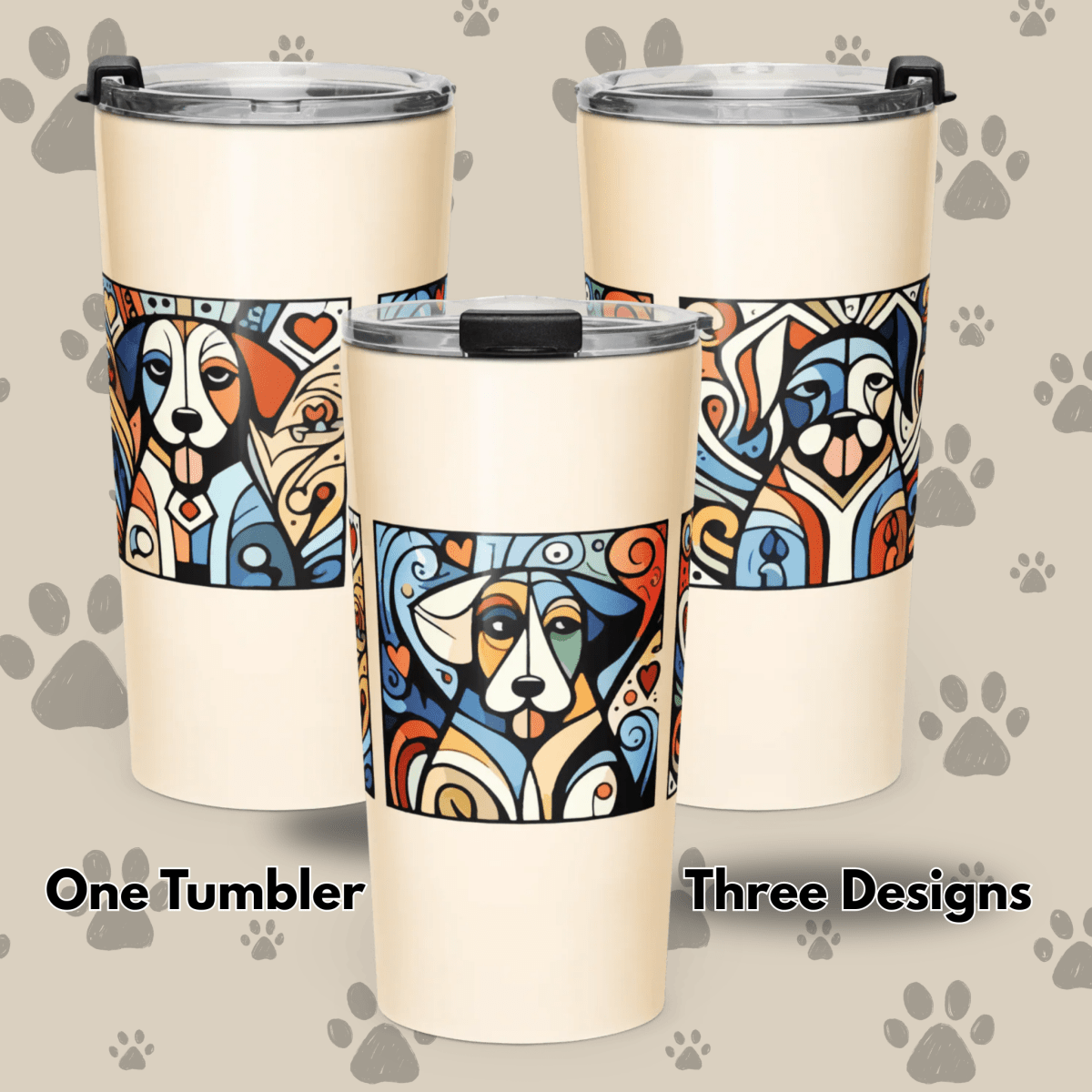 Artful Trio - Tumbler - Tapered Tumbler - Speak Up 4 Paws