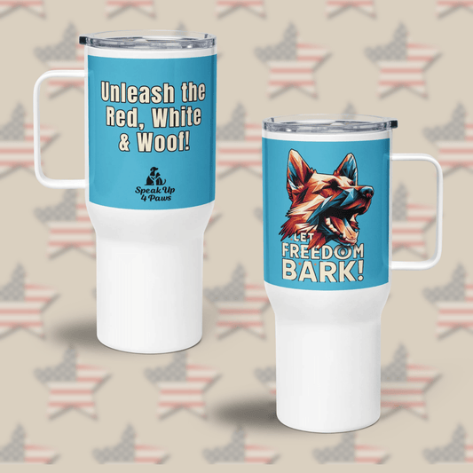 Bark of Freedom Trio - Shepherd - “Unleash the Red, White & Woof!" - TrailMate Tumbler (Color: Summer Sky) - Travel Mug - Speak Up 4 Paws