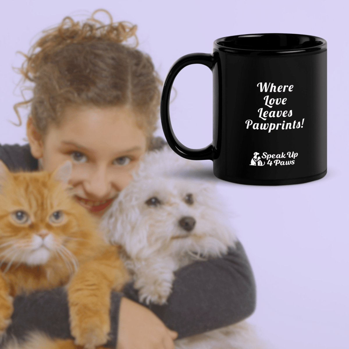 Heartfelt Paws Mug - Black Coffee Mug - Speak Up 4 Paws