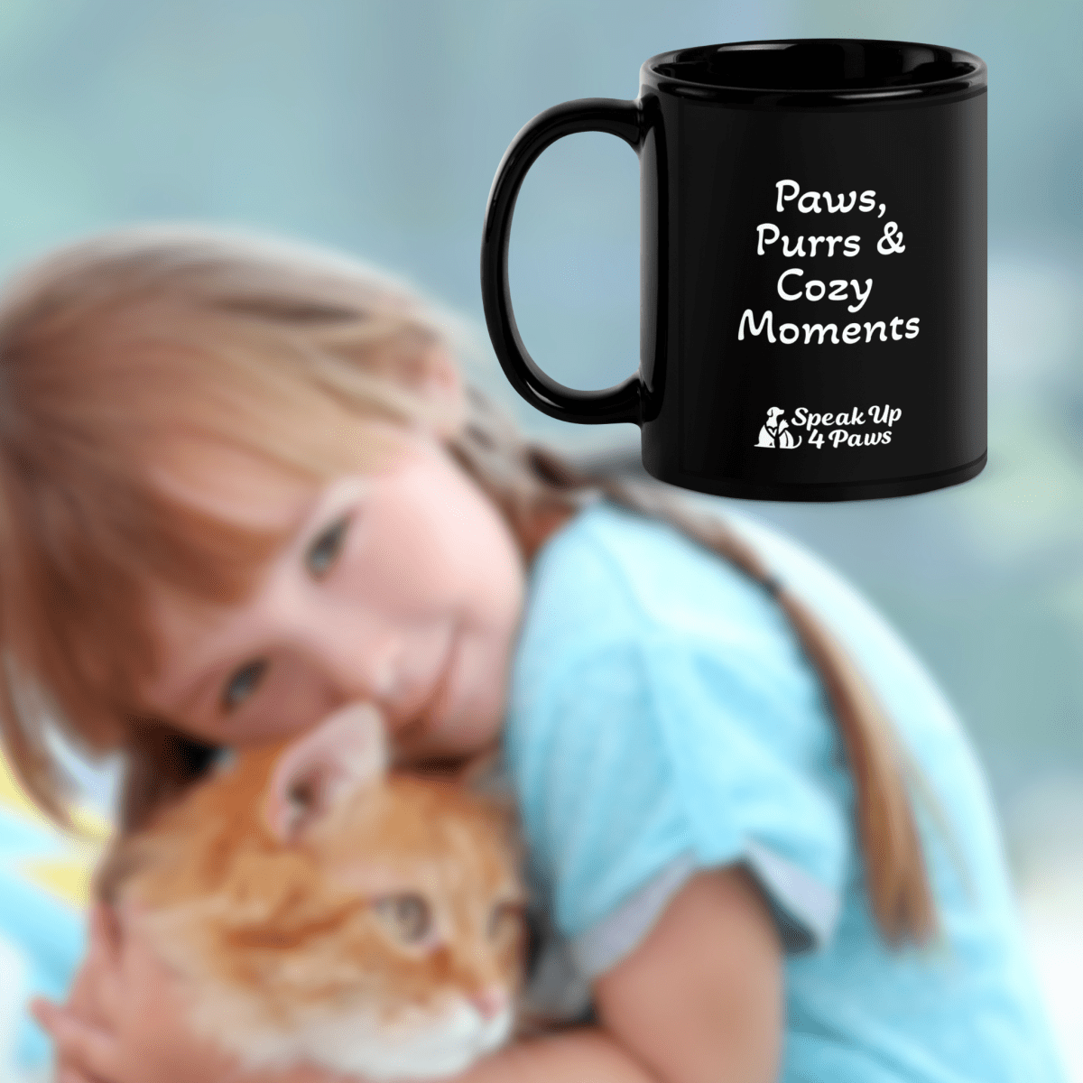 Paws and Purrs Mug - Black Coffee Mug - Speak Up 4 Paws