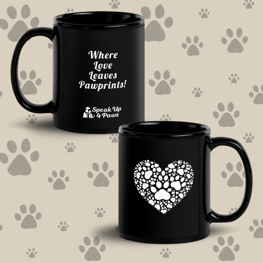 Heartfelt Paws Mug - Black Coffee Mug - Speak Up 4 Paws