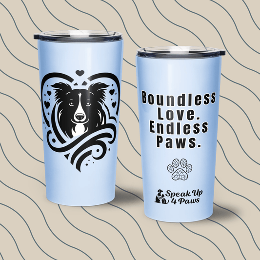 Boundless Heart - "Boundless Love. Endless Paws." - Signature Tumbler (Color: Hawkes Blue) - Tapered Tumbler - Speak Up 4 Paws
