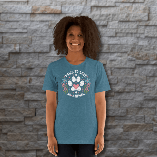 Circle of Pawsitivity - Everyday Tee | COLORS: Heather Raspberry, Navy, Heather Slate, Heather Deep Teal - Unisex Staple Tee - Speak Up 4 Paws