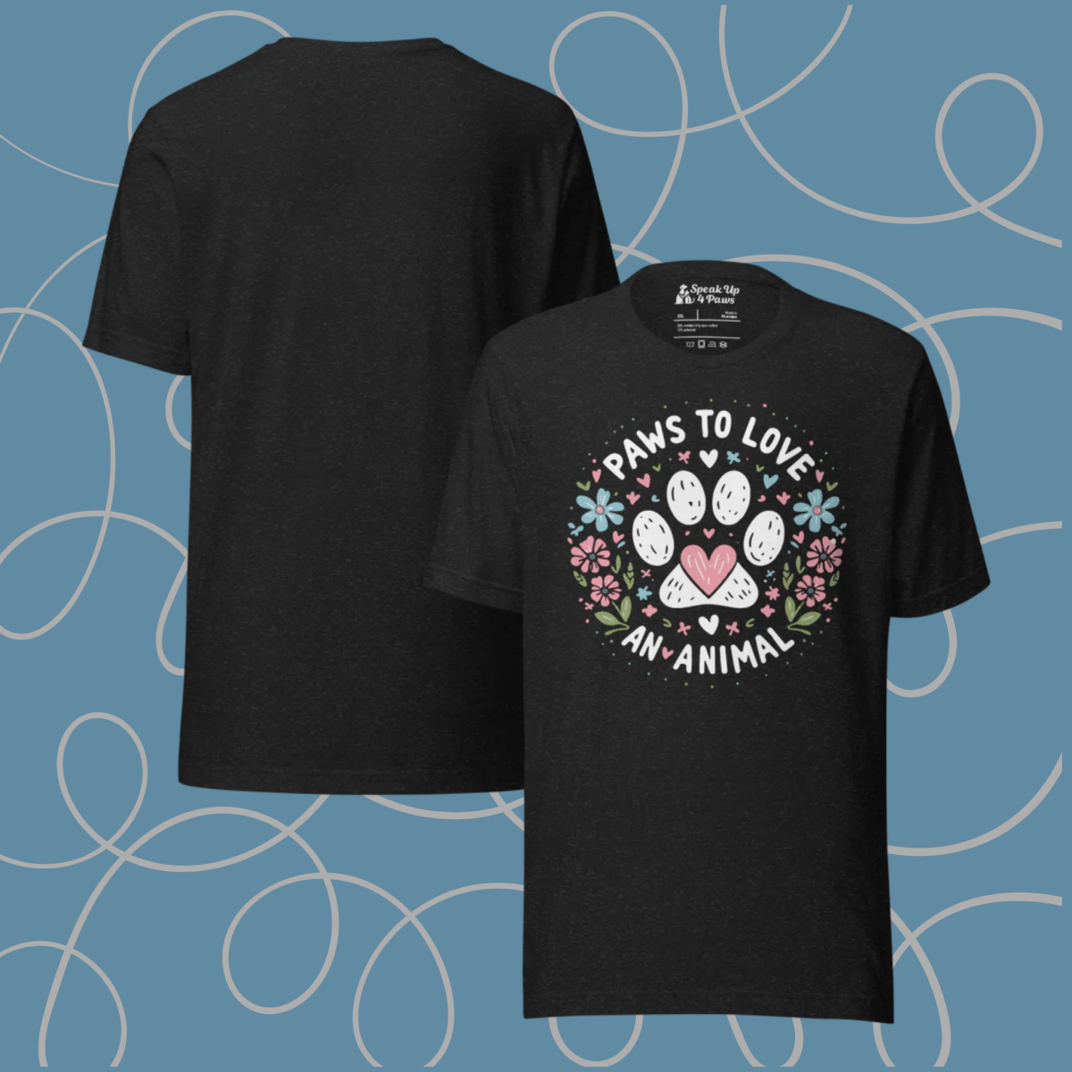 Circle of Pawsitivity - Everyday Plus Tee | COLORS: Black Heather, Navy, Red, Dark Grey Heather - Unisex Staple Tee - Speak Up 4 Paws