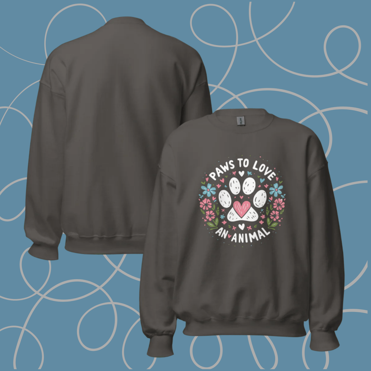 Circle of Pawsitivity - Oversized Sweatshirt | COLORS: Navy, Charcoal, Forest Green, Dark Heather - Preshrunk Sweatshirt - Speak Up 4 Paws