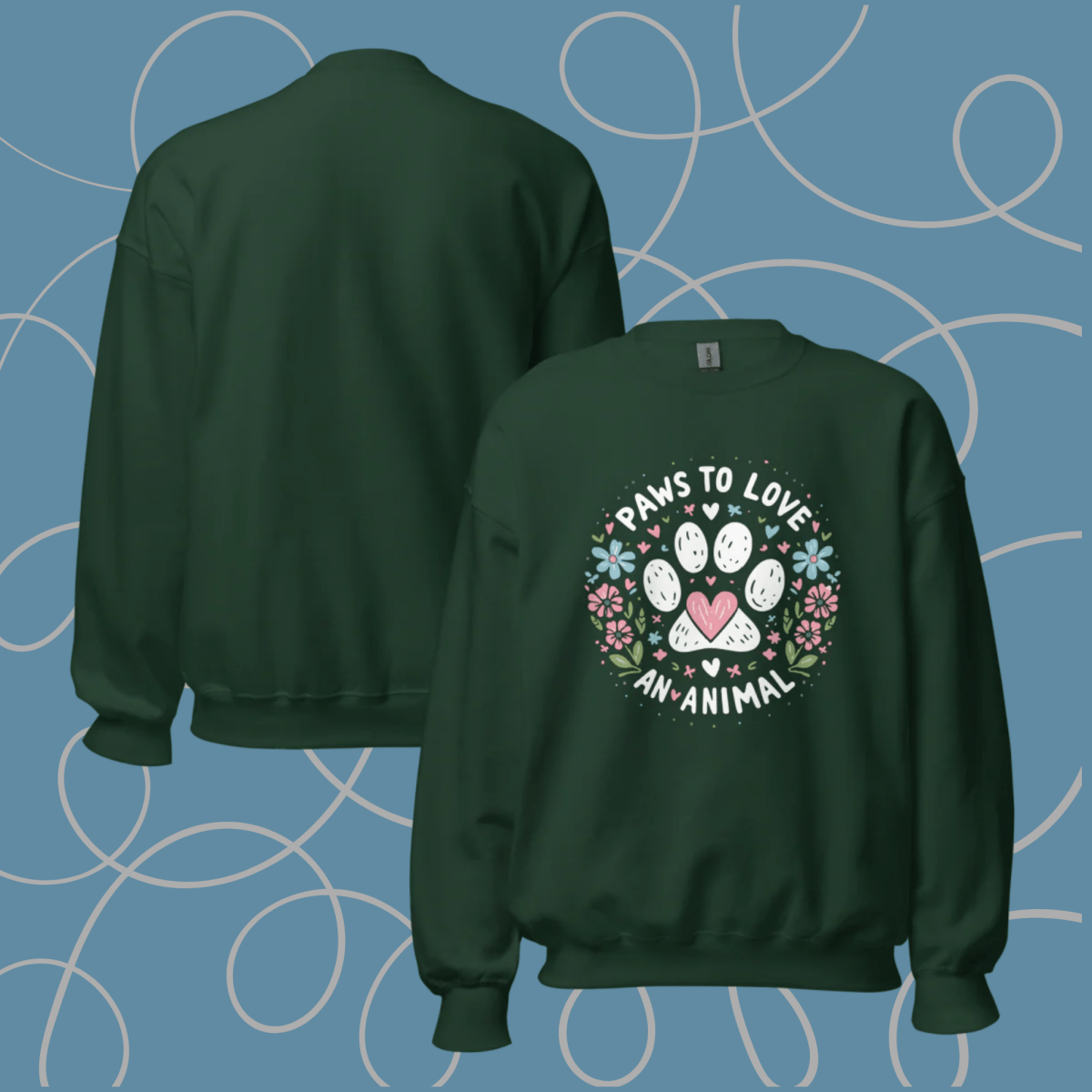 Circle of Pawsitivity - Oversized Sweatshirt | COLORS: Navy, Charcoal, Forest Green, Dark Heather - Preshrunk Sweatshirt - Speak Up 4 Paws