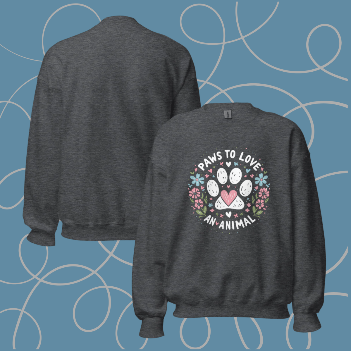 Circle of Pawsitivity - Oversized Sweatshirt | COLORS: Navy, Charcoal, Forest Green, Dark Heather - Preshrunk Sweatshirt - Speak Up 4 Paws